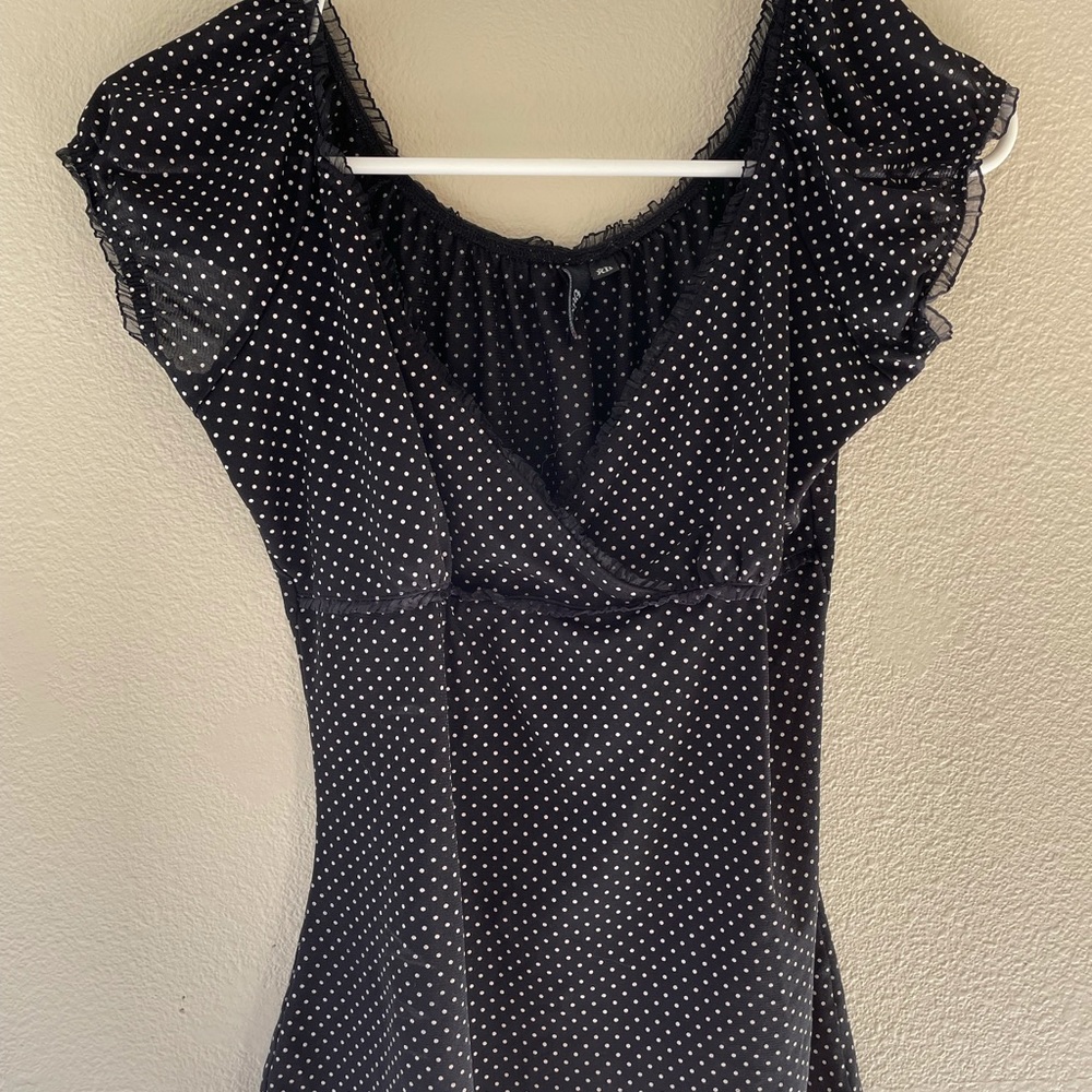 Black & White Vintage Polka-Dot Blouse